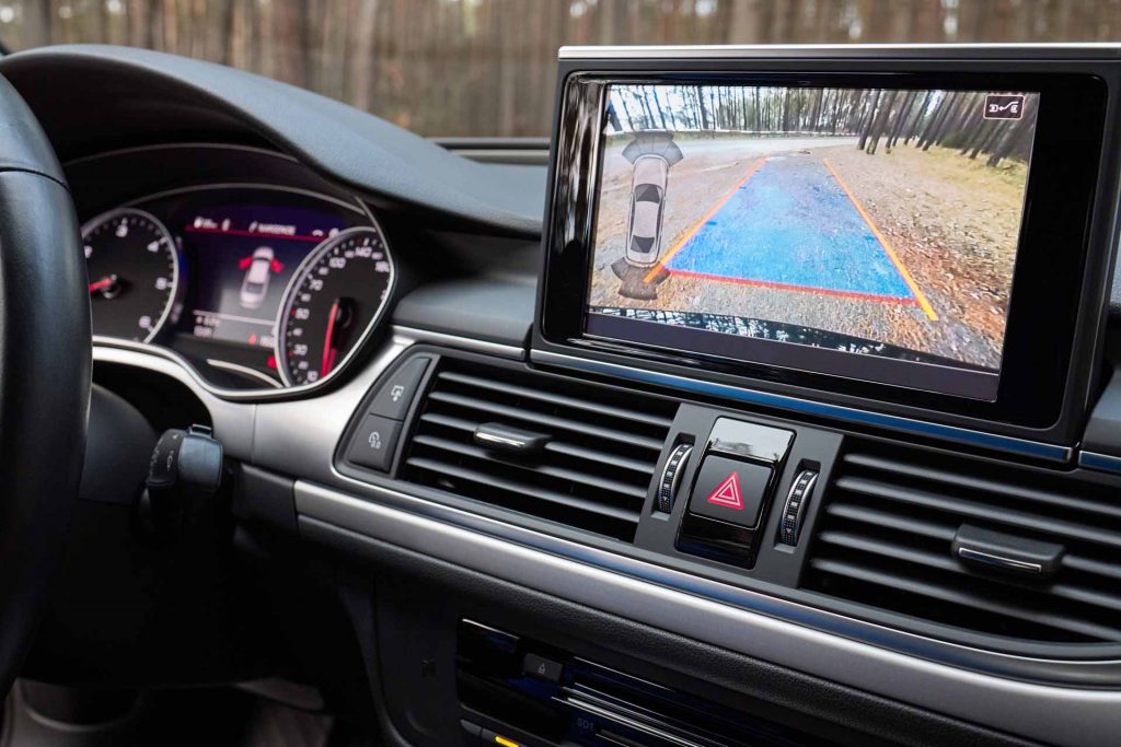 Backup camera in car dashboard